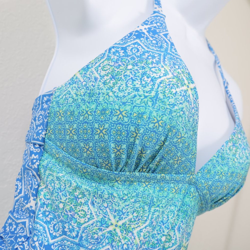 La Blanca Tile We Meet Again One Piece‎ Swimsuit, teals and blues, 4 NWOT - Picture 13 of 15